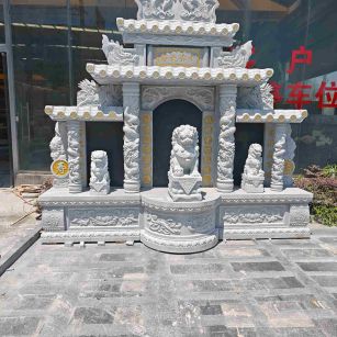 襄阳芝麻白中国黑石材套墓 花岗岩墓碑
